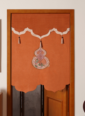 福禄双全葫芦门帘风水布艺半帘隔断帘卧室房间家用帘子遮挡帘挂帘