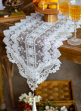 蕾丝桌旗美式餐桌旗长条桌布防尘鞋柜布盖巾欧式电视柜盖布茶几旗