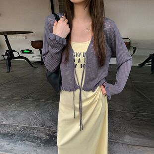 防晒新款 木耳边衫 0968MOXI十三行女装 针织韩系春季