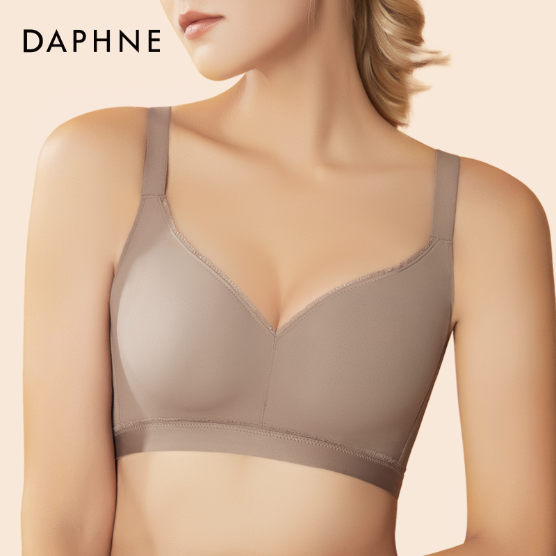 达芙妮法式文胸舒适无钢圈夏季薄款小胸聚拢上托防下垂无痕内衣女