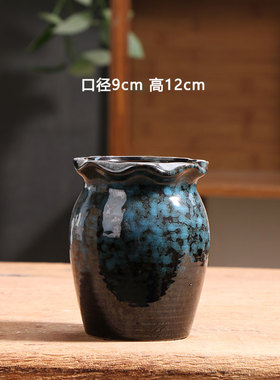 花釉蓝色小号老桩多肉花盆陶瓷特价简约家用阳台陶土粗陶陶盆清仓