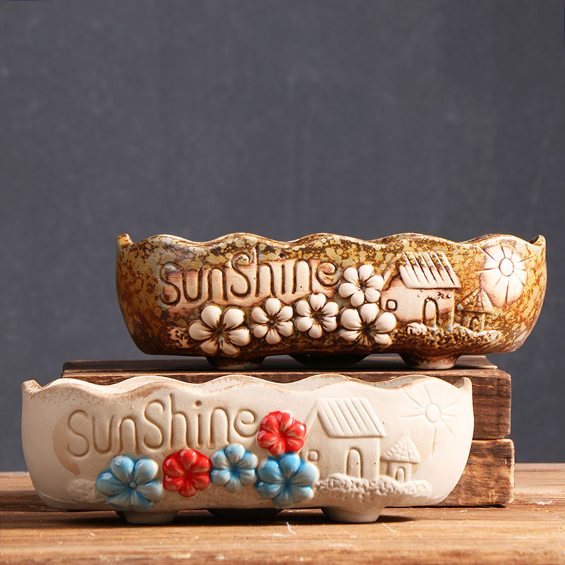 马槽多肉花盆创意陶土