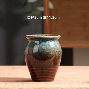 简约家用阳台陶土粗陶花盘小号陶盆清仓 孔雀蓝色多肉花盆陶瓷特价