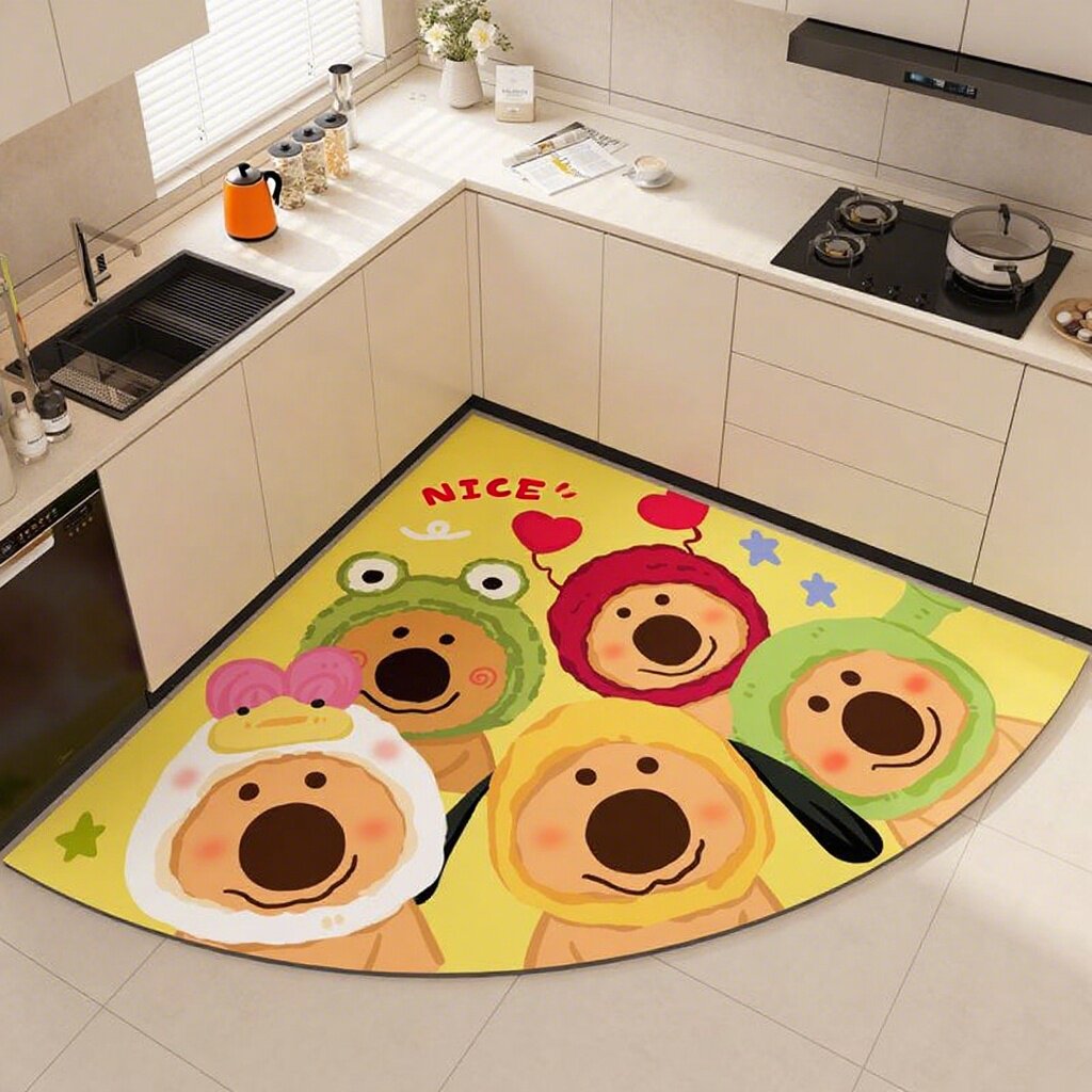 厨房地垫专用吸水扇形转角型防水防滑垫子浴室卫生间门口脚垫地毯