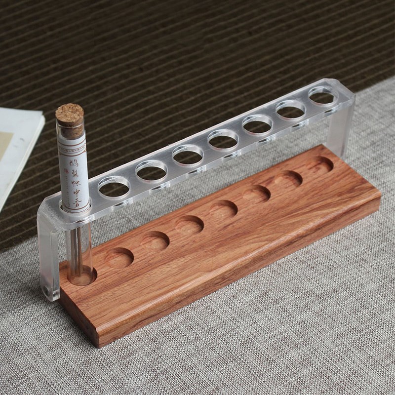 花梨木压克力香筒展示架8孔香管陈列架沉檀线香S筒支架托香道摆件