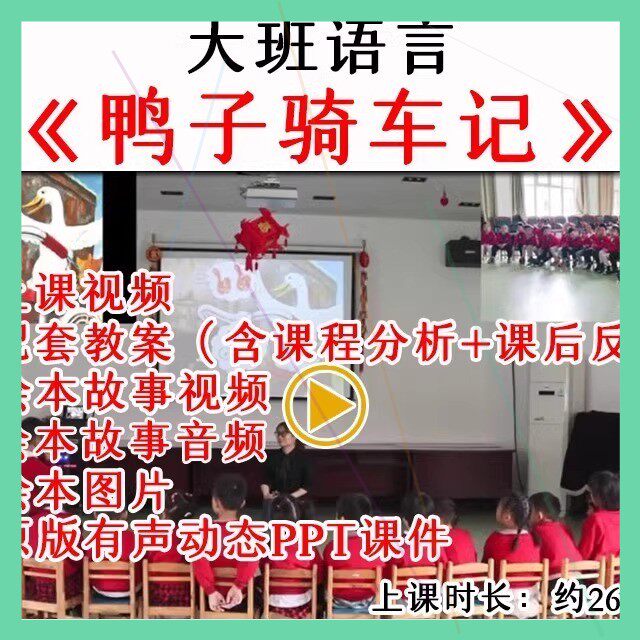 幼儿园大班语言绘本《鸭子骑车记》》优质公开课视频教案课件PPT.