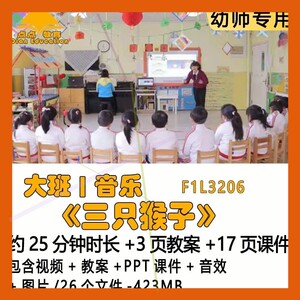 幼儿园优质获奖教案PPT课件公开课大班音乐《三只猴子》音效图片