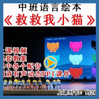 幼儿园幼师优质公开课中班语言《救救我小猫》视频教案课件PPT.