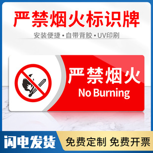 严禁烟火禁止请勿吸烟禁止拍照当心机械伤人碰头地滑台阶温馨提示亚克力定制广告牌标志识提示牌板子贴纸定制