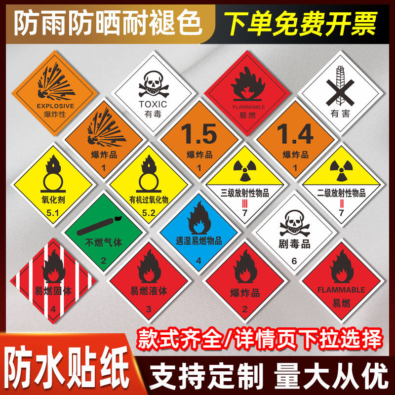 易燃液体标识危险品标牌化学品标识二级放射性物品标识警示警告危险
