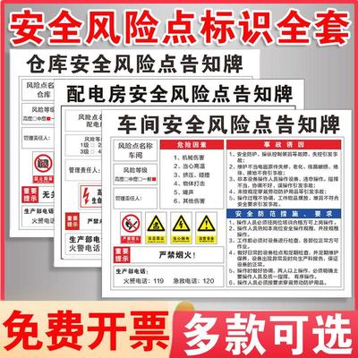 安全风险点告知牌卡配电房仓库机械设备生产警示标志有限受限空间标识职业病危害警告标示牌工厂车间提示定制