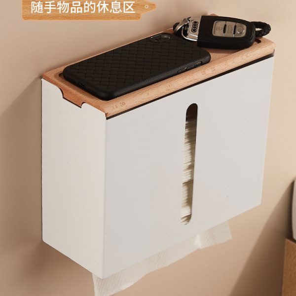 免打孔卫生间插手纸盒壁挂式厕纸抽纸盒厨房洗手间酒店收纳盒