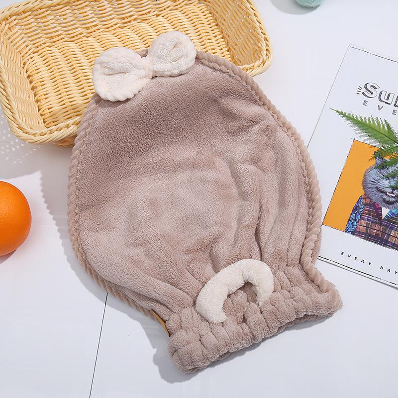 珊瑚绒女式套头吸水浴帽包头巾蝴蝶结浴室3#干发帽