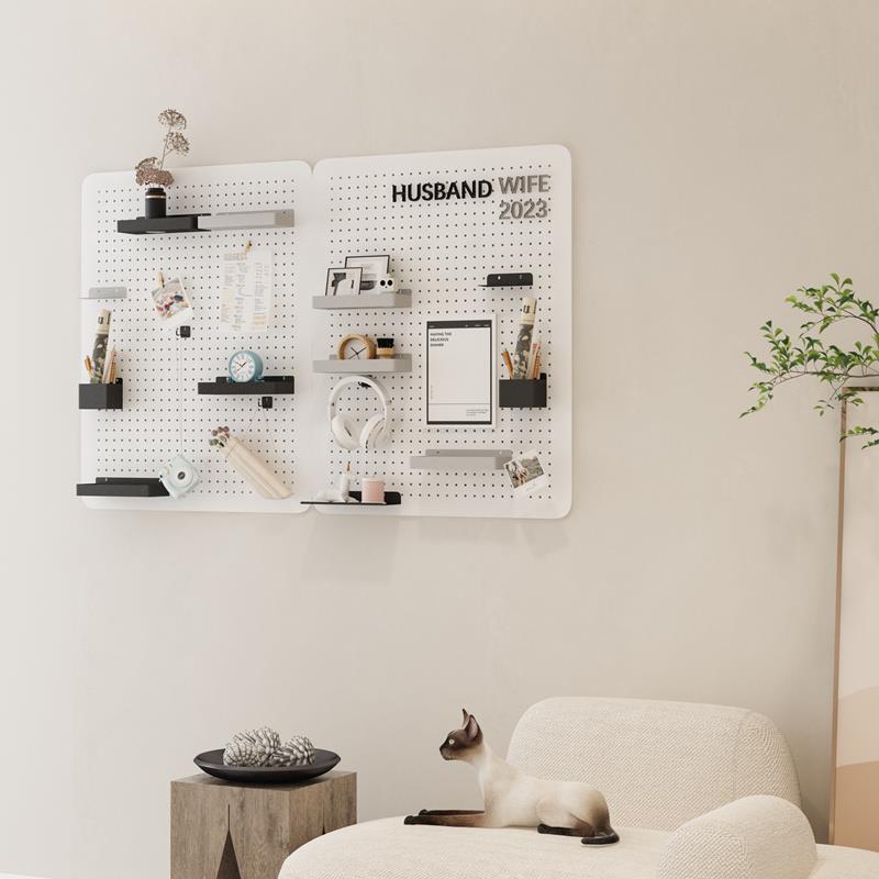 N5入户金属洞洞板置物架配件免打孔墙上书桌玄关阳台墙面收纳架定