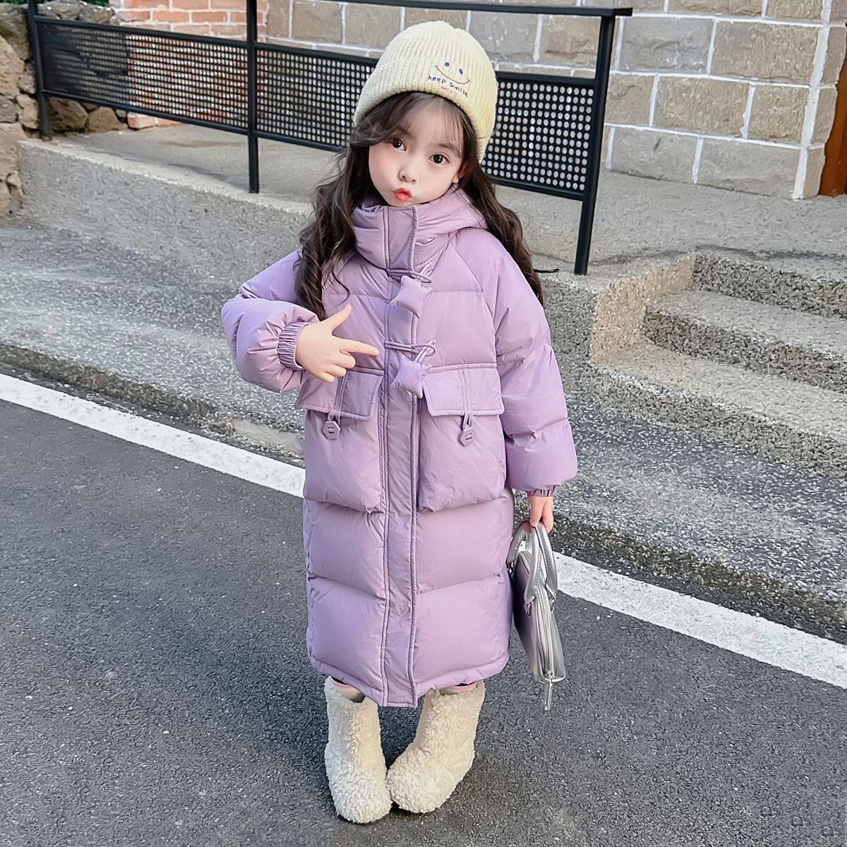 女童羽绒棉服外套女孩冬装过膝洋气长款棉衣儿童2025新款棉袄