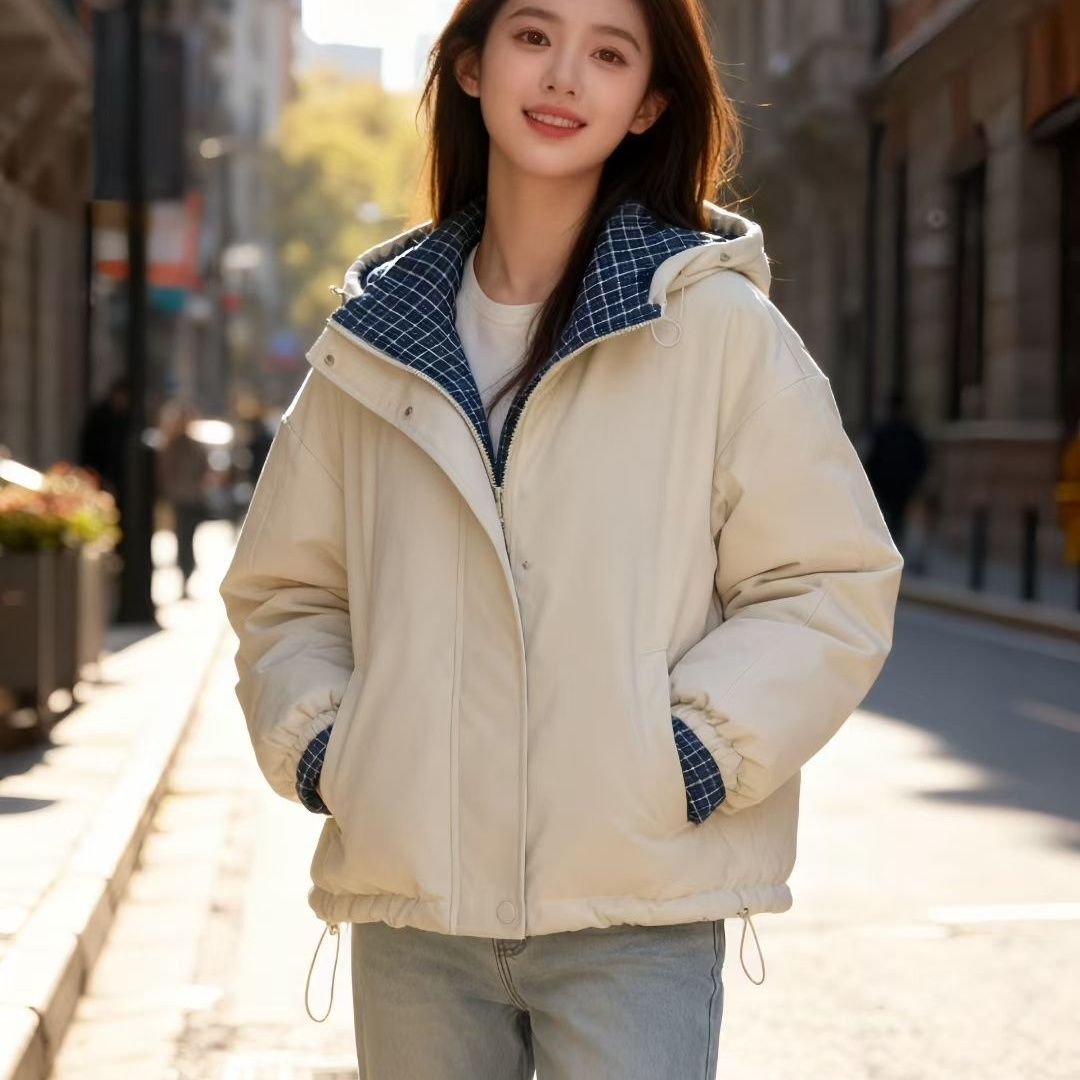 品牌爆款韩版连帽短款外套女2025早秋宽松显瘦百搭洋气加棉加厚上