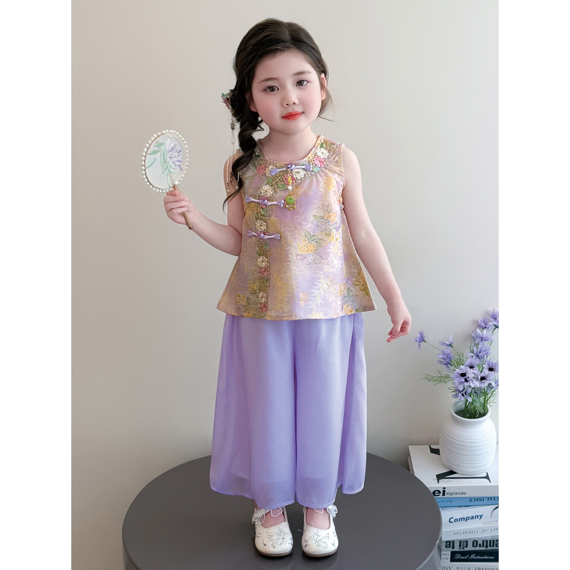 古风汉服女童套装夏季2026新款女孩国风背心上衣新中式童装演出服图片