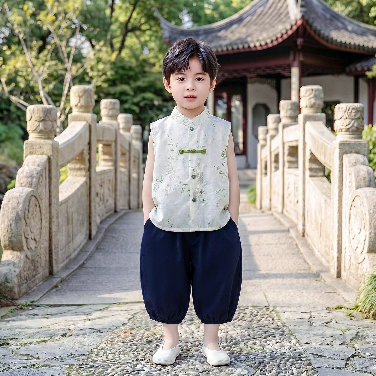 男童新中式汉服夏季新款周岁宝宝礼服唐装国风表演服古风日常套装