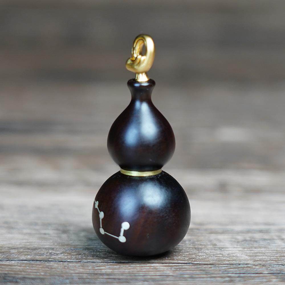 天然雷击枣木玉化七星小葫芦吊坠精雕平安福禄摆件DZ木雕道家用品