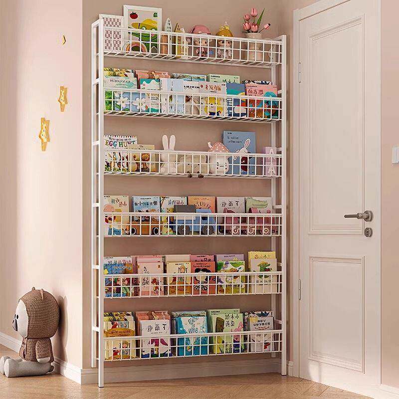 厨房门后置物架落地免打孔壁挂书架铁艺架子墙上省空间超薄收纳架