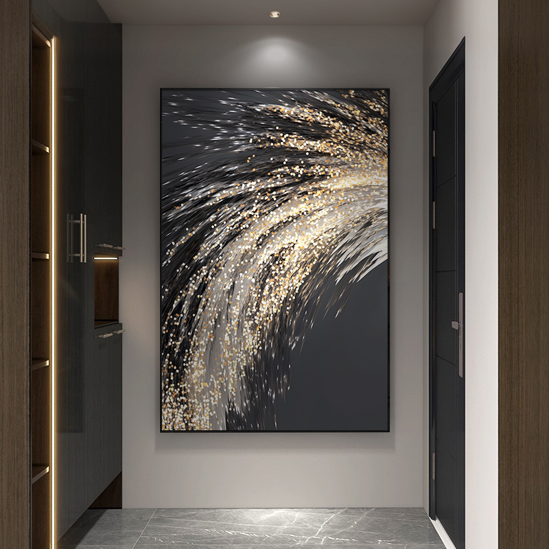 抽象金箔鎏金玄关装饰画