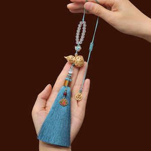 黄铜葫芦汽车挂件高档后视镜车载车内吊饰平安手工男女款复古文艺