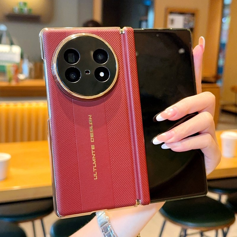 Fqo 电镀金色非凡系列折叠壳适用于vivo X Fold5手机壳双中轴铰链创意素皮保护套xfold5防摔防指纹商务风硬壳