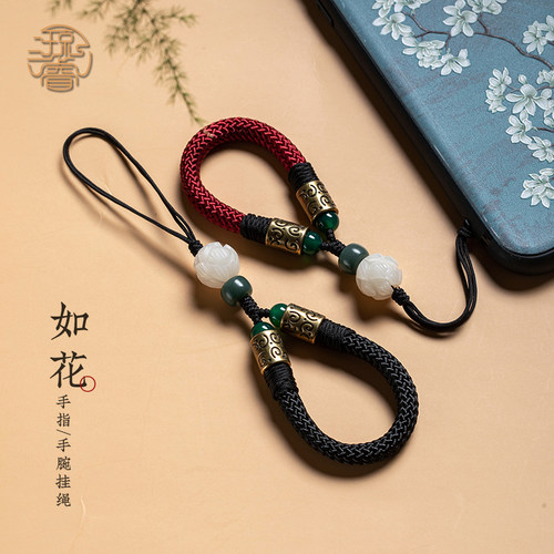手工编织挂绳短款指环扣手机链