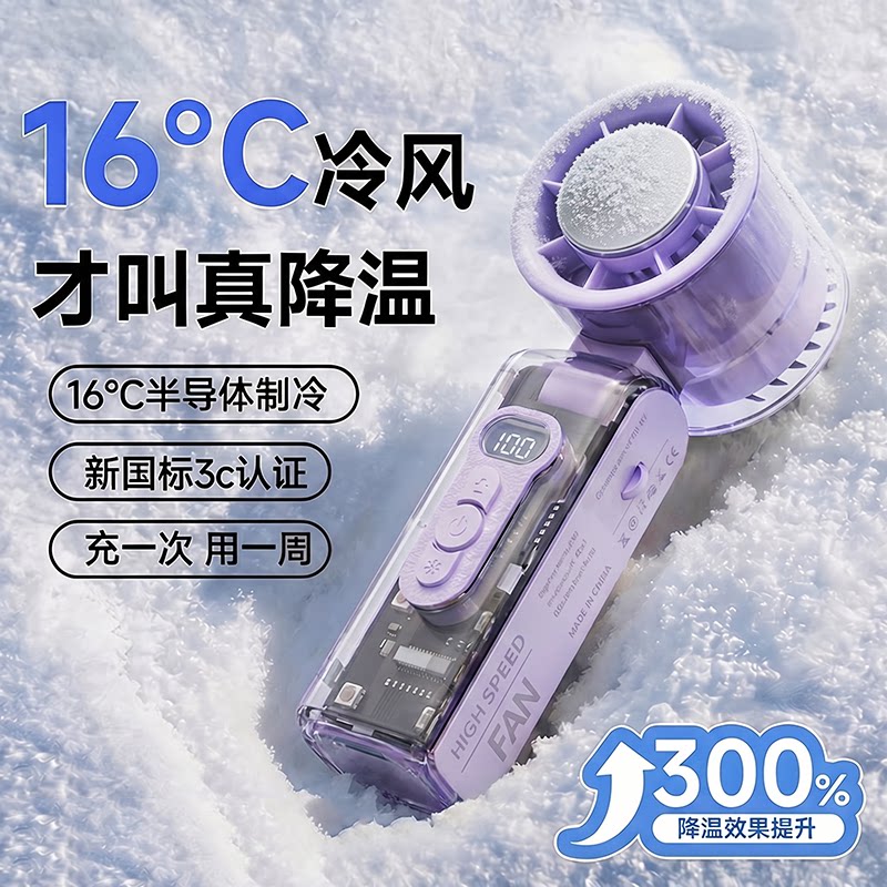 【制冷小风炮】手持小风扇2026新款小型USB电风扇挂脖户外超长续航学生上课静音迷你便携式随身小空调宿舍图片