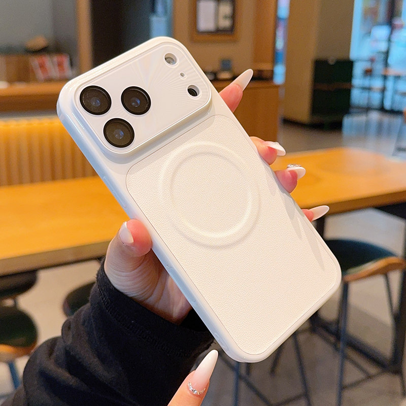 适用苹果17手机壳高级素皮17pro钢琴烤漆17promax奢华简约16plus个性16pro时尚15promax全包防摔14pro保护套