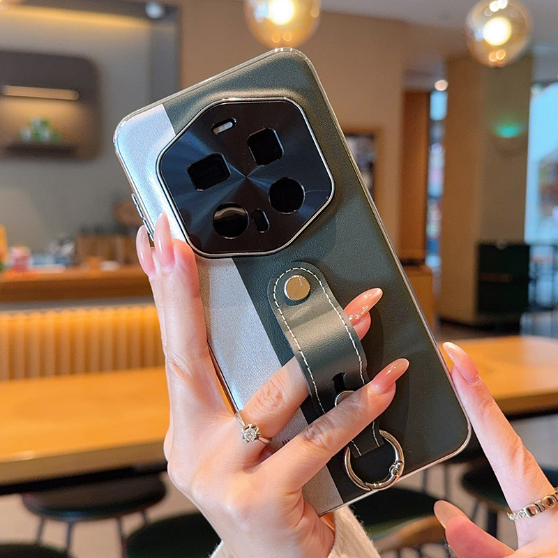 适用荣耀magic7rsr保时捷手机壳腕带高级拼接皮套新款magic6rsr保护套奢华简约个性时尚超薄全包防摔手机套