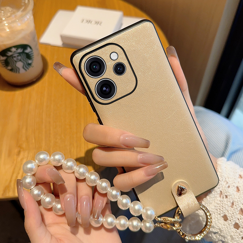 适用opporeno15手机壳珍珠手链蚕丝纹皮套oppo reno15pro保护套奢华简约个性时尚超薄全包防摔手机套
