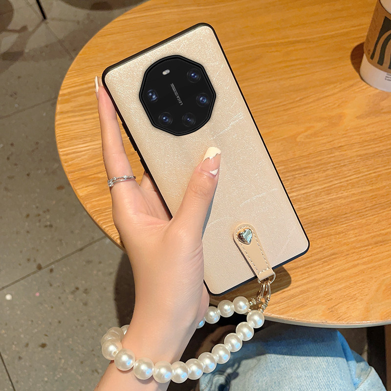 适用华为Mate40rs保时捷手机壳maters蚕丝纹mate60rs非凡大师Mate70RS珍珠手链Mate50rs时尚30rs女20rs保护套