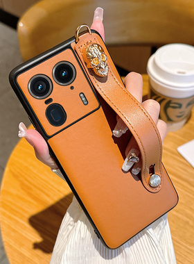 适用于摩托罗拉X50Ultra手机壳高级棕腕带挂绳两用motoX50ultra个性时尚手机套网红女款超薄全包防摔保护套