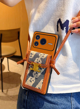 适用荣耀Power2手机壳斜挎潮牌蓝色卡包高级皮套新款power2保护套奢华简约个性时尚超薄镜头全包防摔手机套