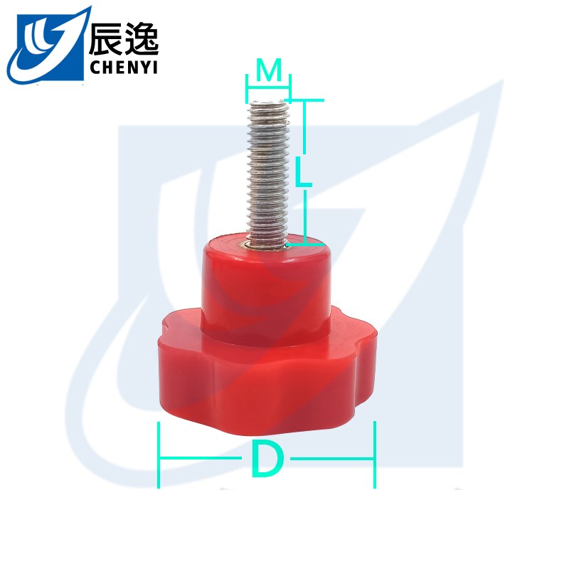 304不锈钢红色七k星旋钮胶木梅花把手手拧螺丝机械手柄M45M68M101