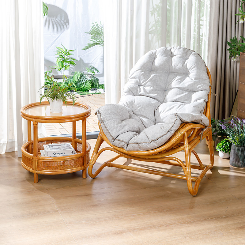 天然真藤躺椅阳台休闲茶桌椅组合家用老人午休沙发靠背椅庭院桌椅