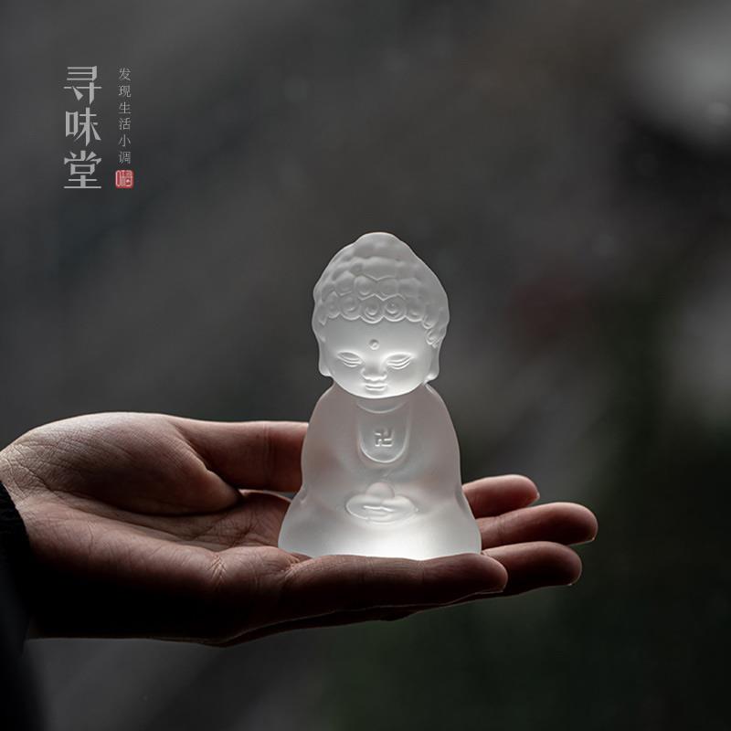 21N古法琉璃禅佛小摆件｜禅意玻璃小佛像茶桌饰品茶道配件茶宠