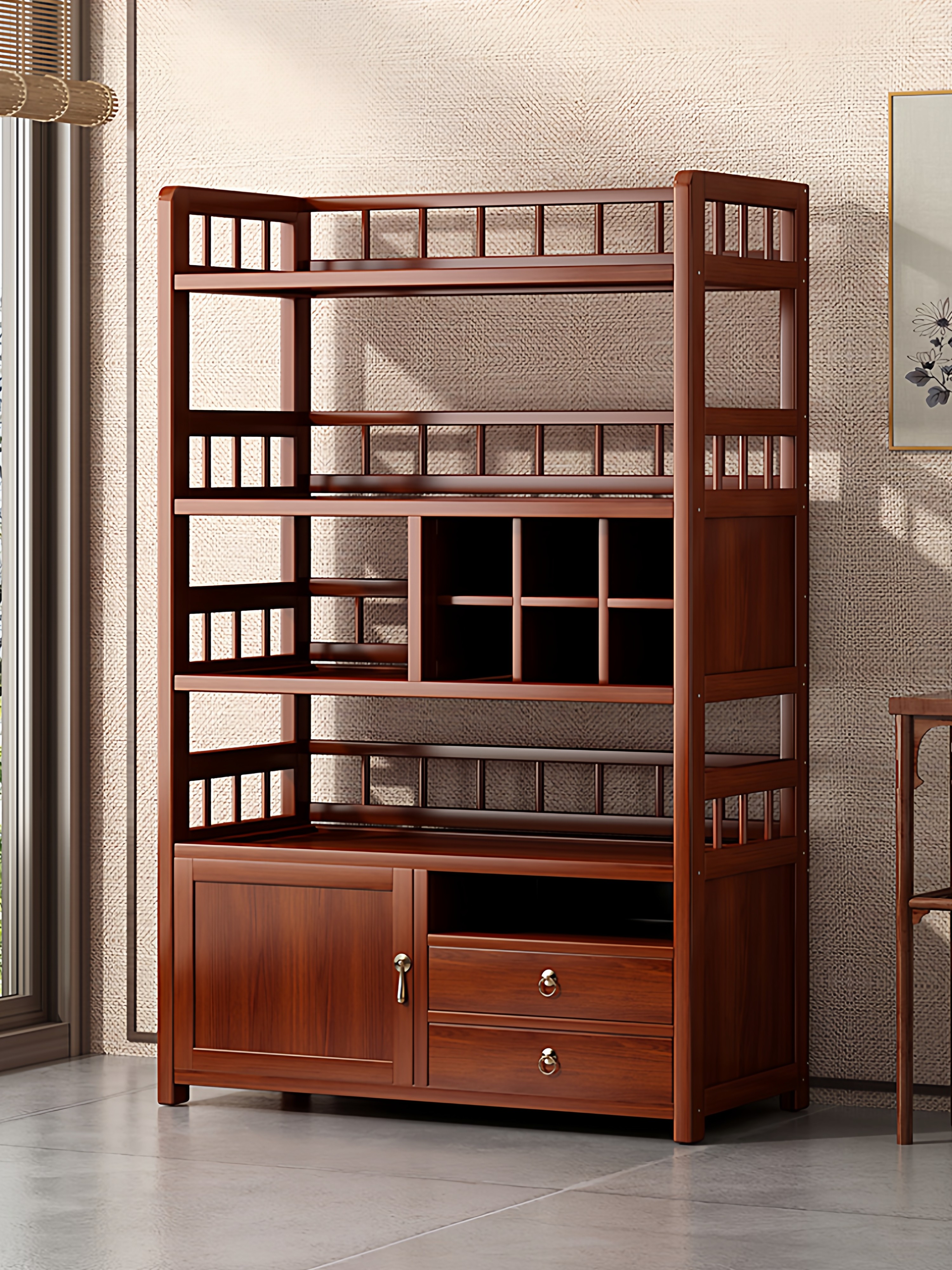 新中式花梨木博古架茶桌实木茶水柜茶具展示柜办公室隔断置物架子,住宅家具,多宝格/博古架,淘宝优惠券,粉丝福利购,淘宝优惠卷