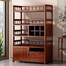 新中式花梨木博古架茶桌实木茶水柜茶具展示柜办公室隔断置物架子