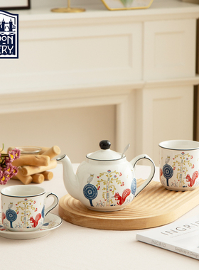 LondonPottery 松鼠英式滤网茶壶马克杯杯碟三件套下午茶茶具