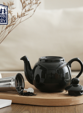 London Pottery田园系列炭灰色陶瓷茶壶带滤网下午茶泡茶壶送礼