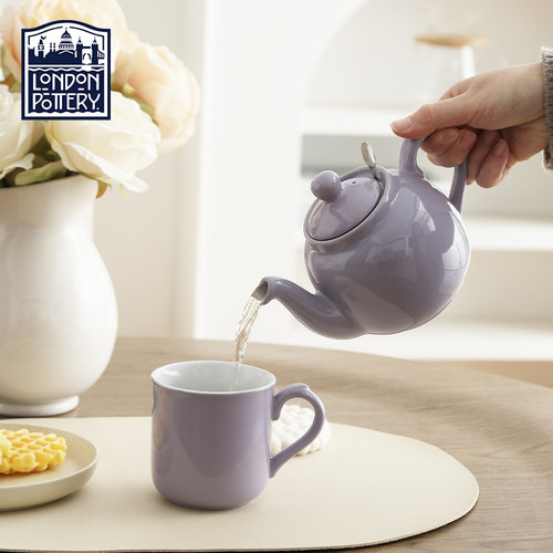 London Pottery田园英式丁香紫色陶瓷带滤网茶壶下午茶泡茶壶ins