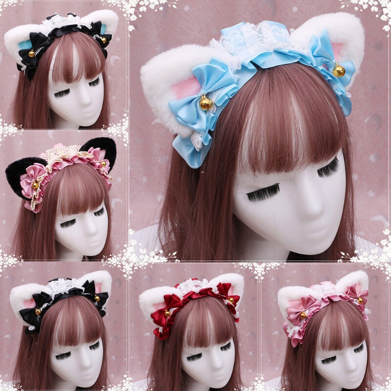 fled lace ribbon bowknot bell hair hoop masquerade headpiece