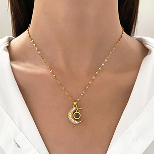 Diamond moon projection necklace I love your clavicle chain