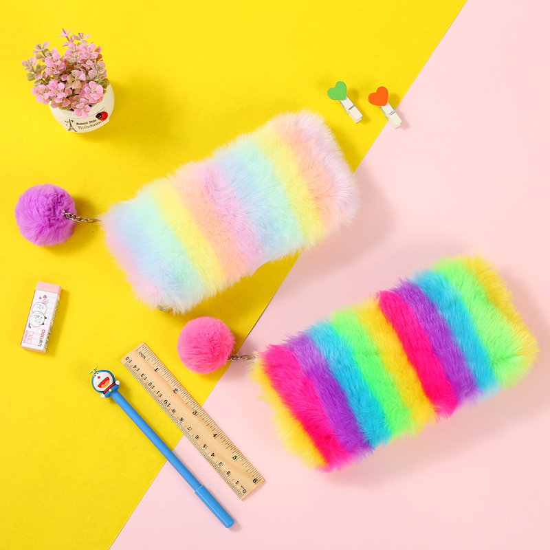 Color plush pencil rainbow plush student plush stationery