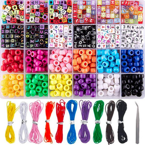 24 grid acrylic letter beads diy bracelet necklace elastic