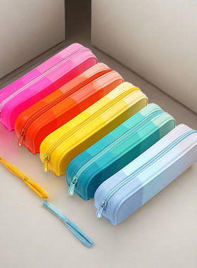 Organ bag Rainbow zipper Macaron pencil case Simple statione