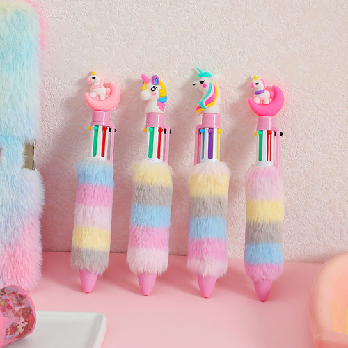 Cartoon unicorn plush ballpoint pen childre cute account pen