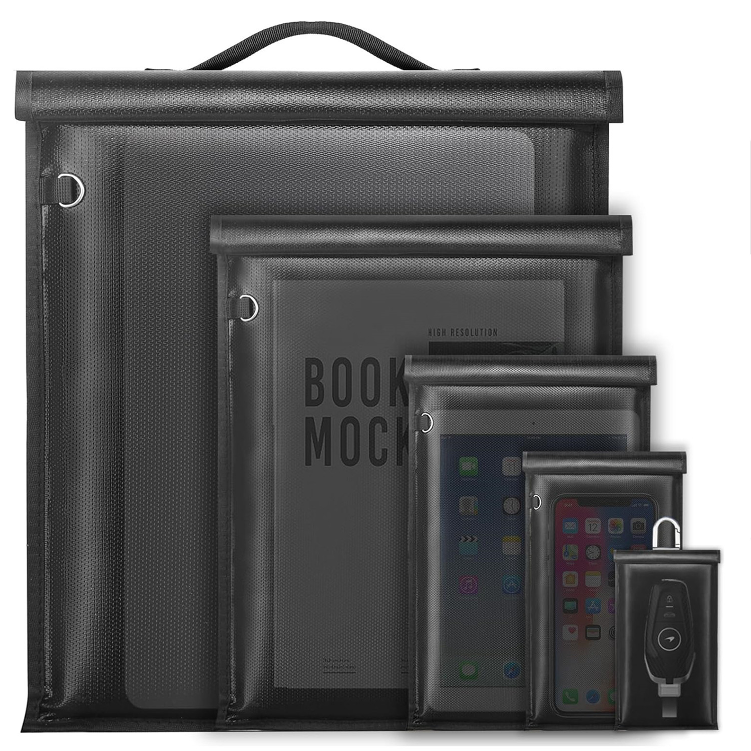 5 Pack Key Car Signal Blocker Fireproof Waterproof RFID Bags